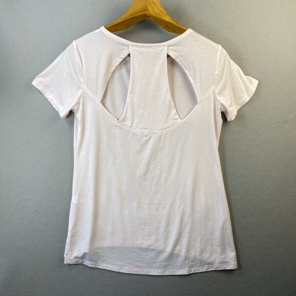 Athleta T-shirt Women’s Size Medium Pink Cap Sleeve Open Back Active Tee Yoga - Picture 8 of 11